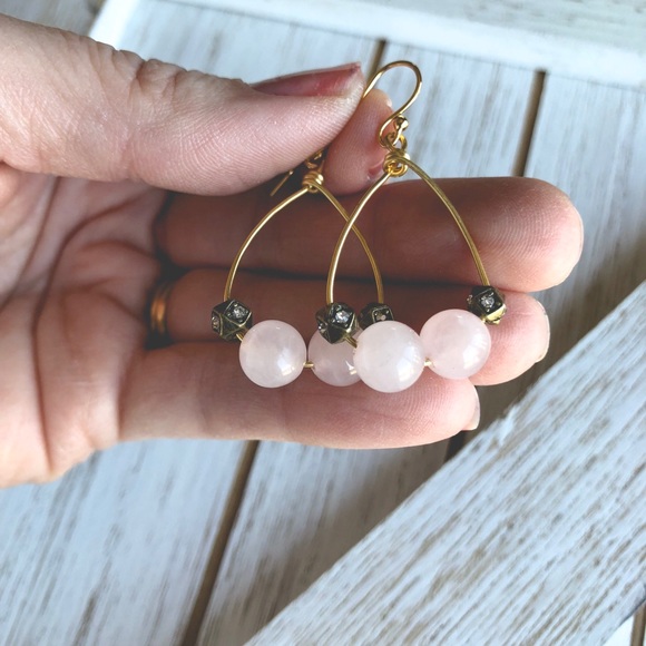 Rose Quartz Earrings - Picture 3 of 3